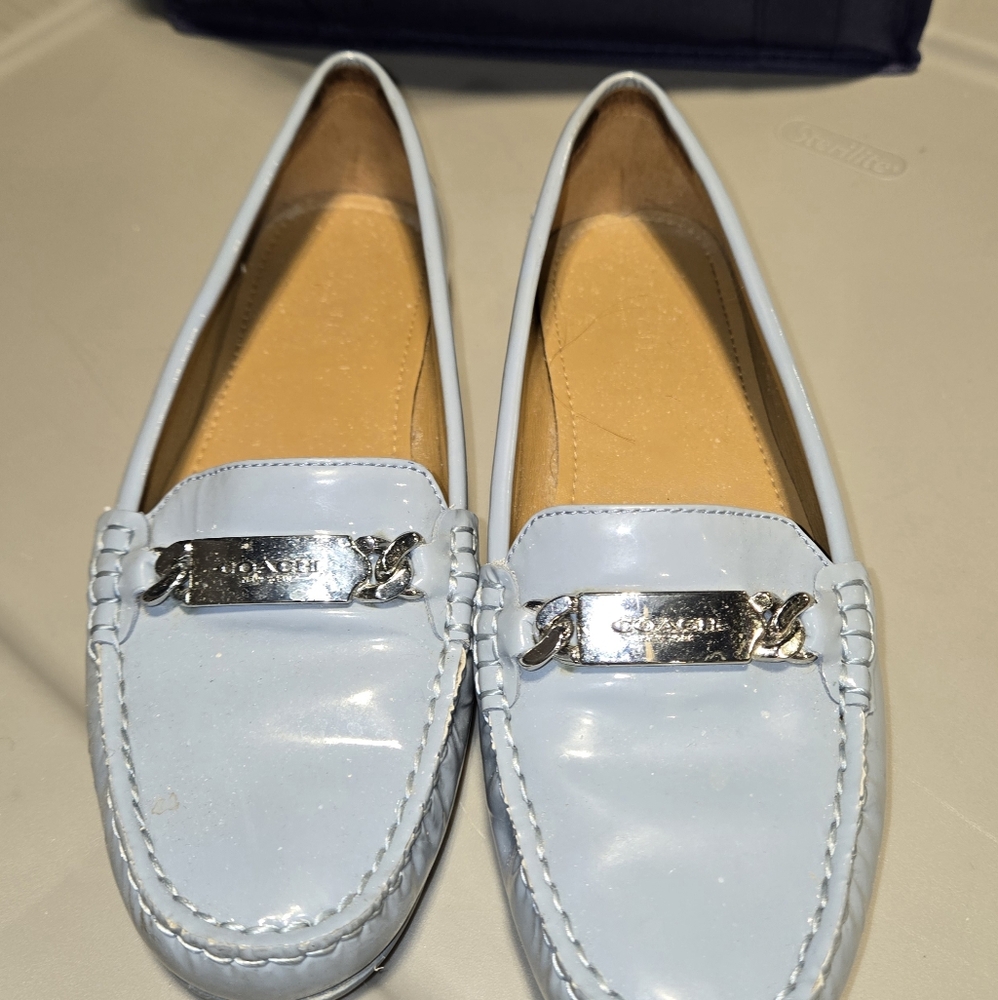 Coach powder blue loafers